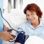 Elderly Female Patient Wearing a Blood Pressure Gauge